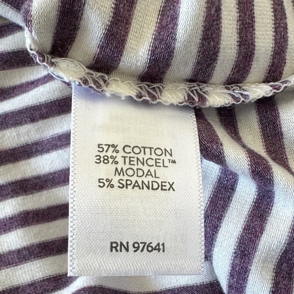 J.Jill Striped V-Neck Tee Violet Cream Pocket Stretch Knit Top - Size XL - NWT - Picture 6 of 7